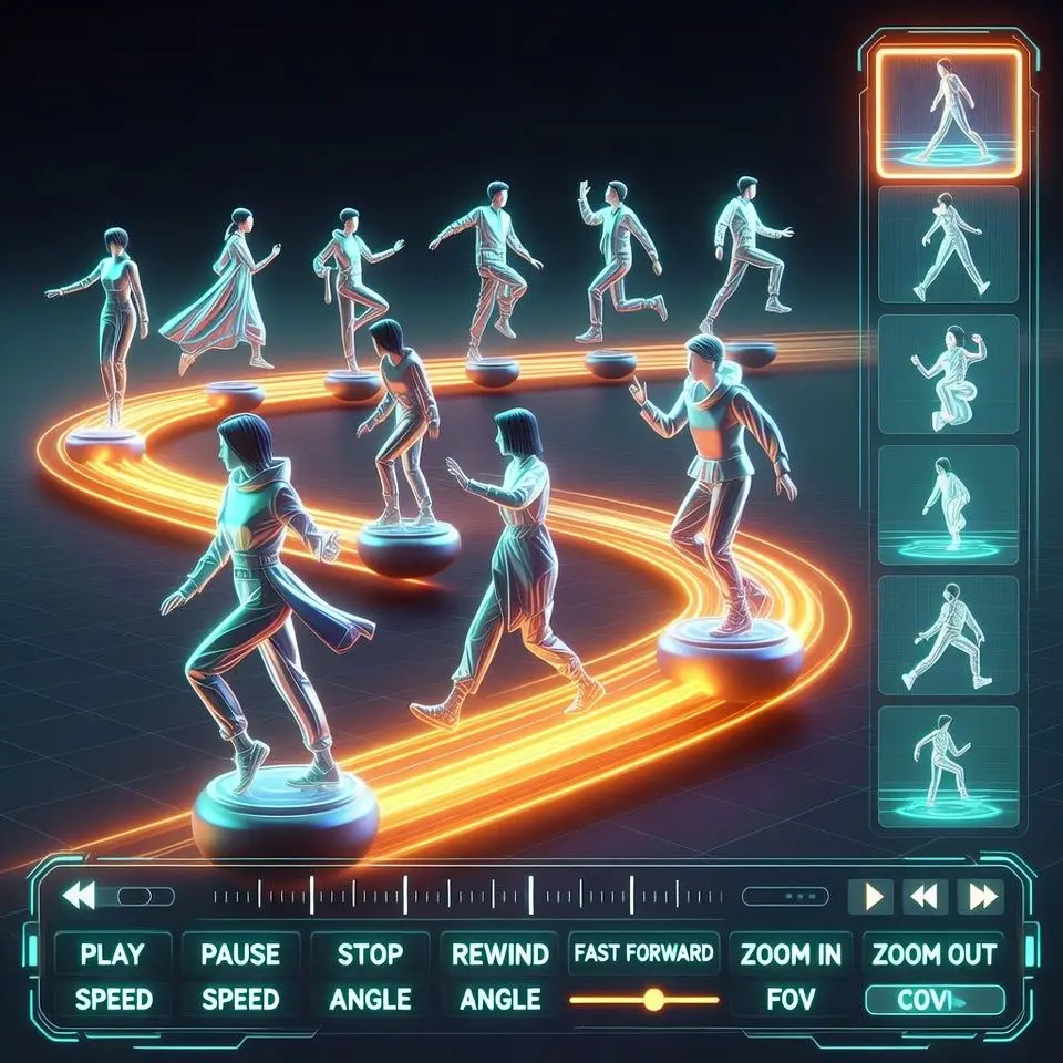 Tampilan antarmuka kontrol kamera keyframe untuk generator video AI